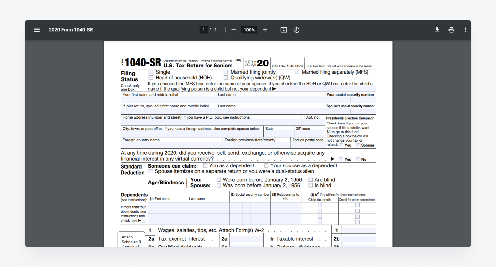 How to Get Form 1040SR for Filling It Easily