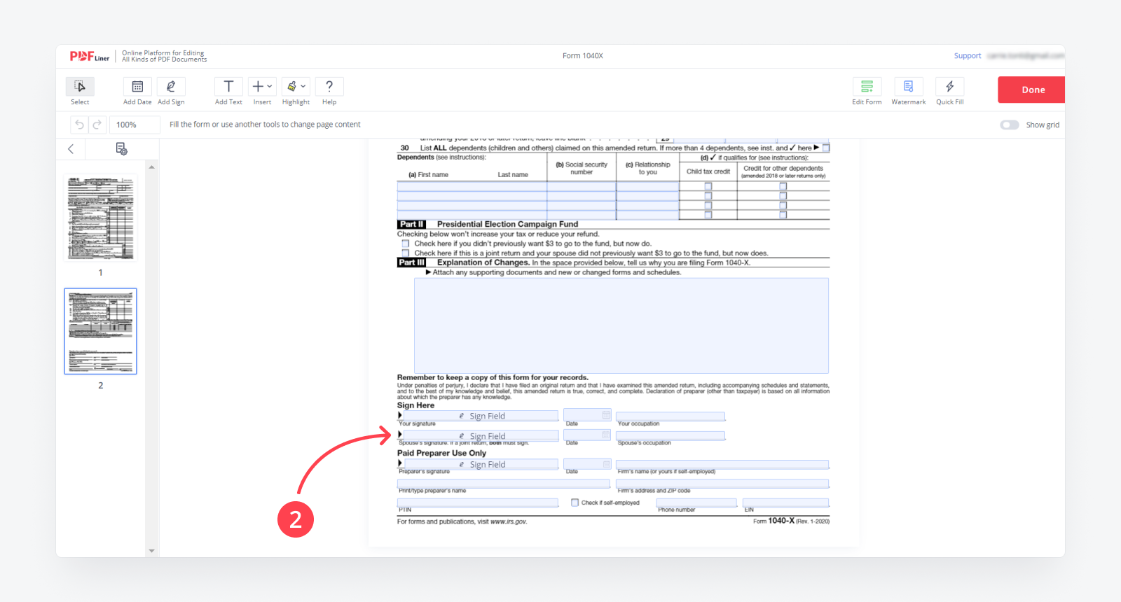 How to Sign a 1040-X Form Step by Step