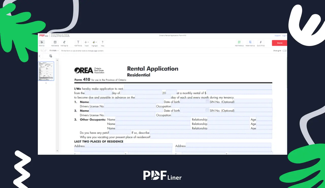 Detailed Guide on Ontario Rental Application Form - Image Preview