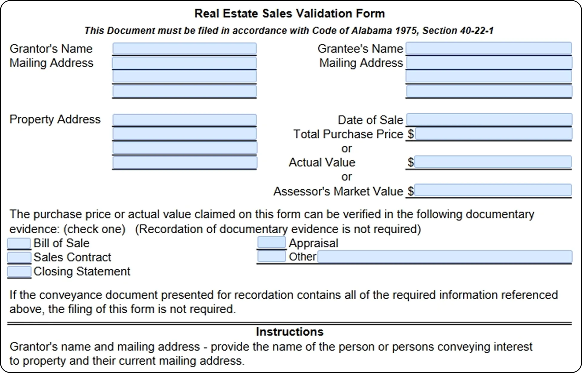 Guide on How to Fill Out Alabama Real Estate Sales Validation Form - Image Preview
