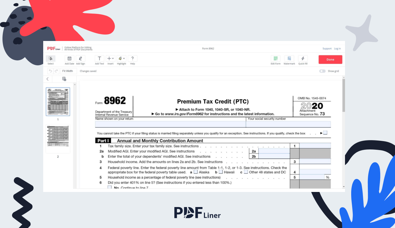 How to Fill Out the 8962 Form - Reduce Your Monthly Premium Taxes - Image Preview