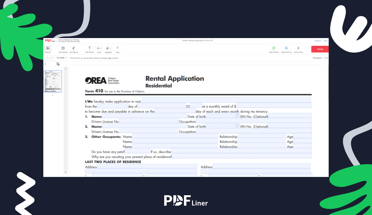 Detailed Guide on Ontario Rental Application Form - Image Preview