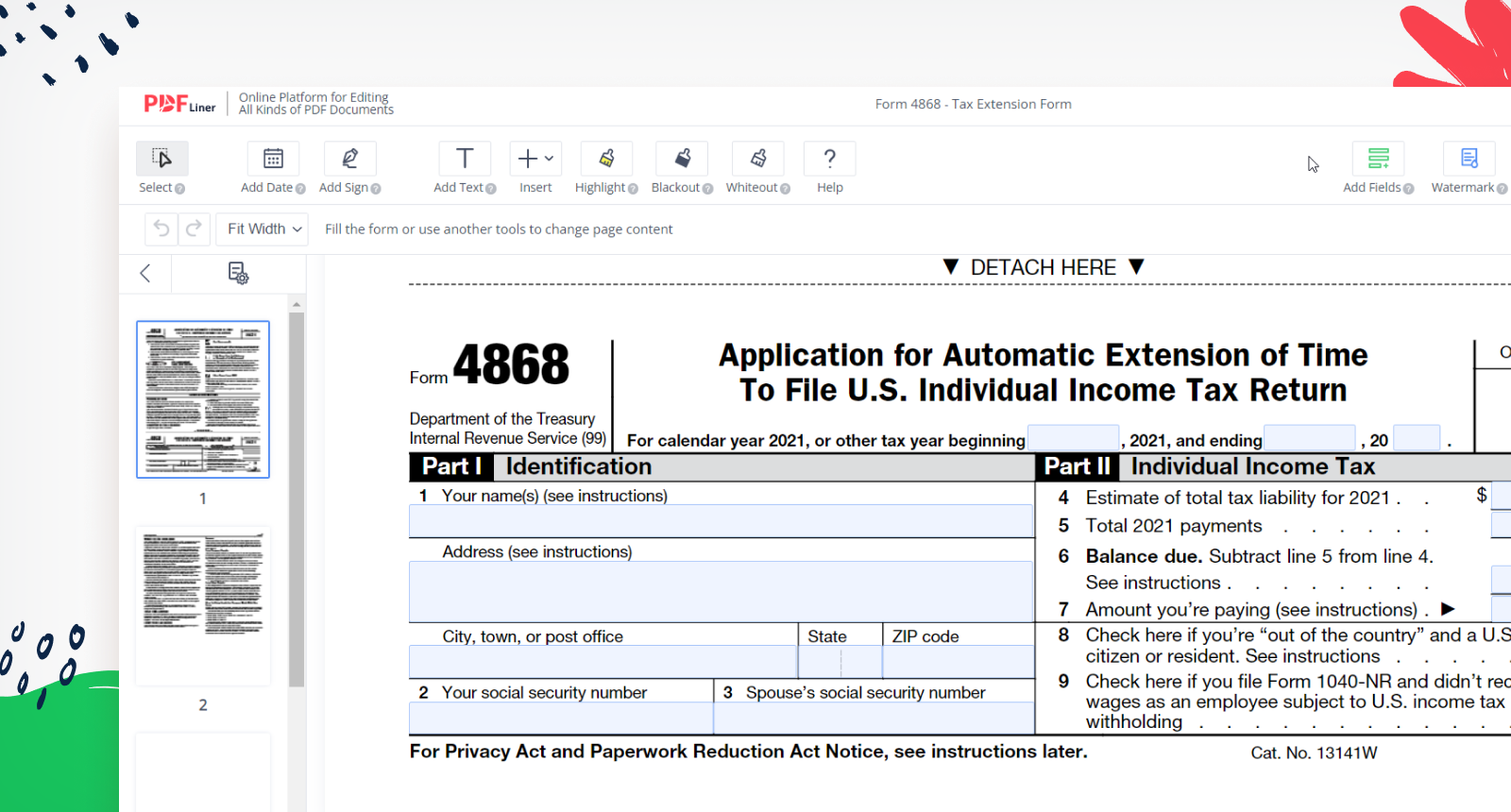 How to Fill Out Form 4868 with Simple Steps - Image Preview