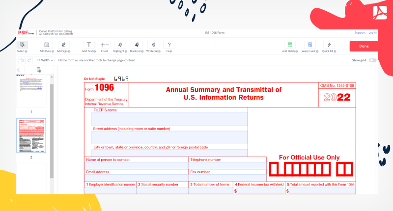 Simple Guide on How to Fill Out a 1096 Form - Image Preview