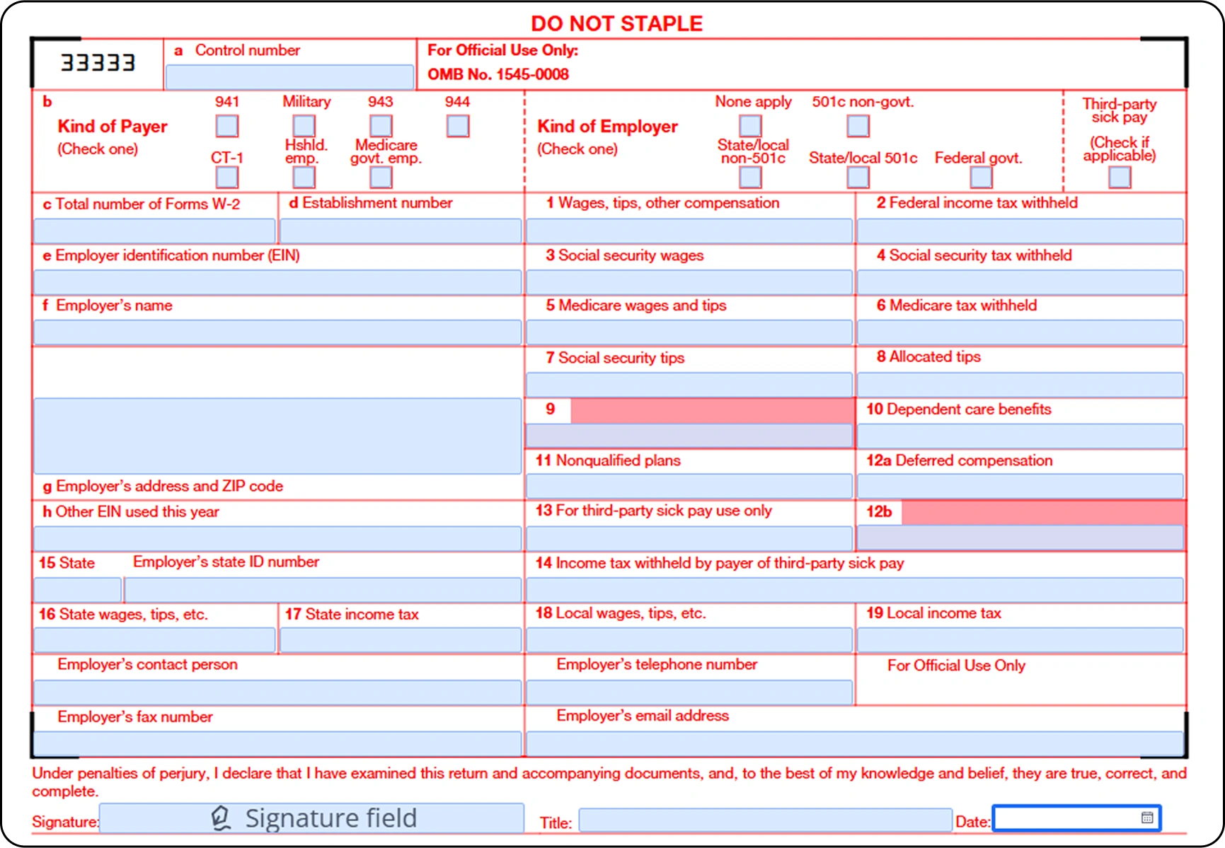 Instructions on How to Fill Out W-3 Form - Image Preview