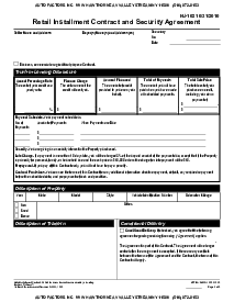 Picture of Retail Installment Contract and Security Agreement