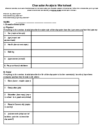 Picture of Character Analysis Worksheet