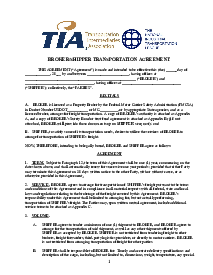 Picture of TIA Broker Shipper Transportation Agreement
