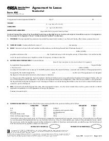 Picture of OREA Form 400 Agreement to Lease Residential