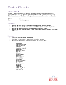 Picture of Character Profile Template