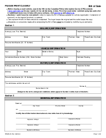 Picture of Alberta Motor Vehicle Bill of Sale