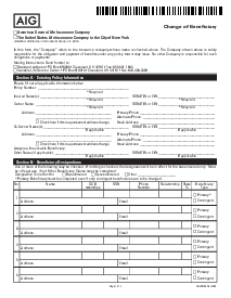 Picture of AIG Change of Beneficiary Form