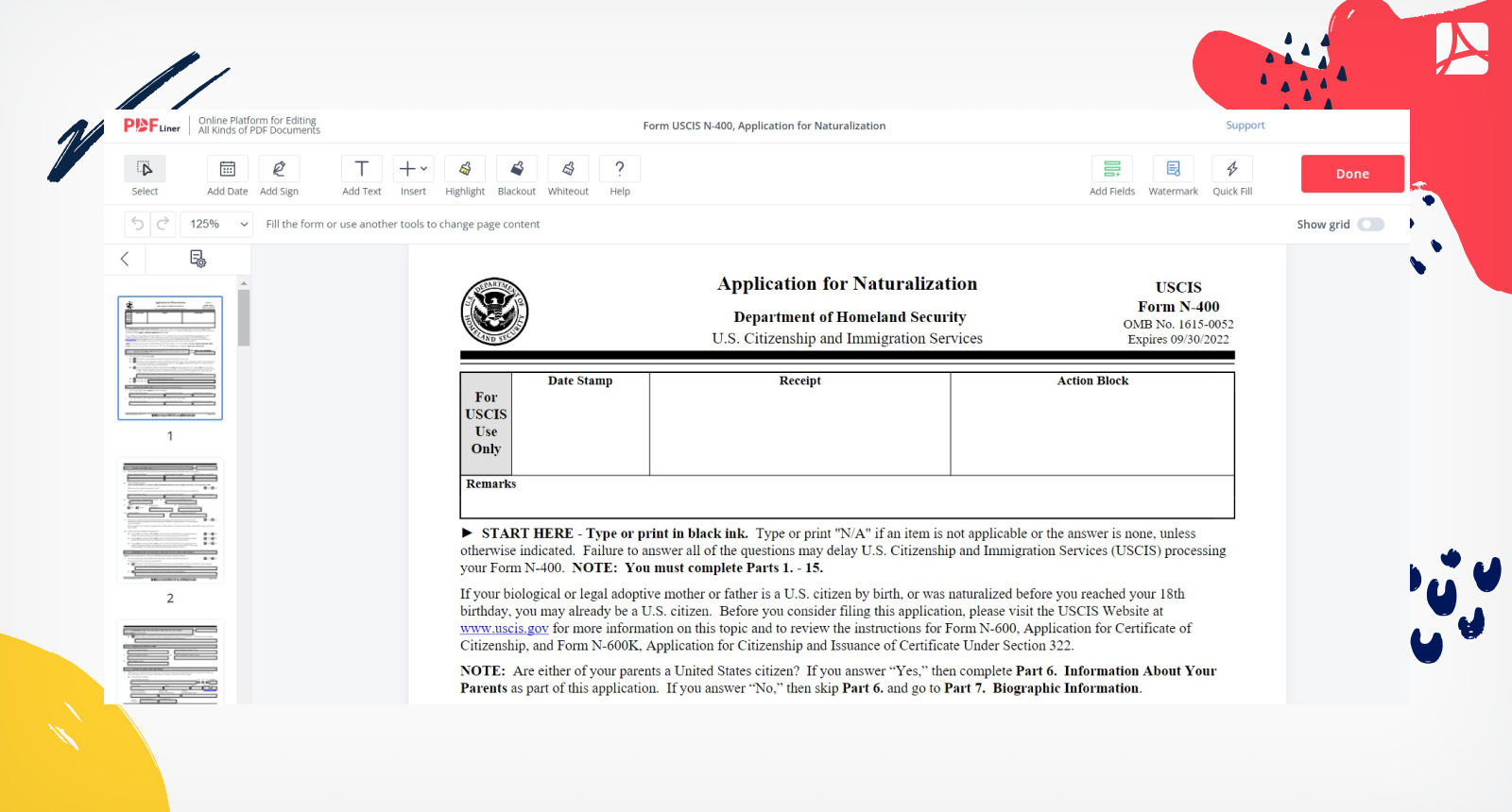 How to Fill Out Form N400 Online N400 Filing Instructions