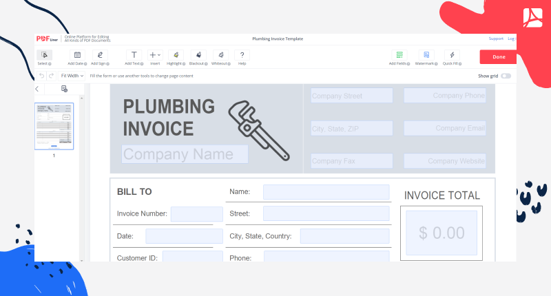 Plumbing Invoice Template