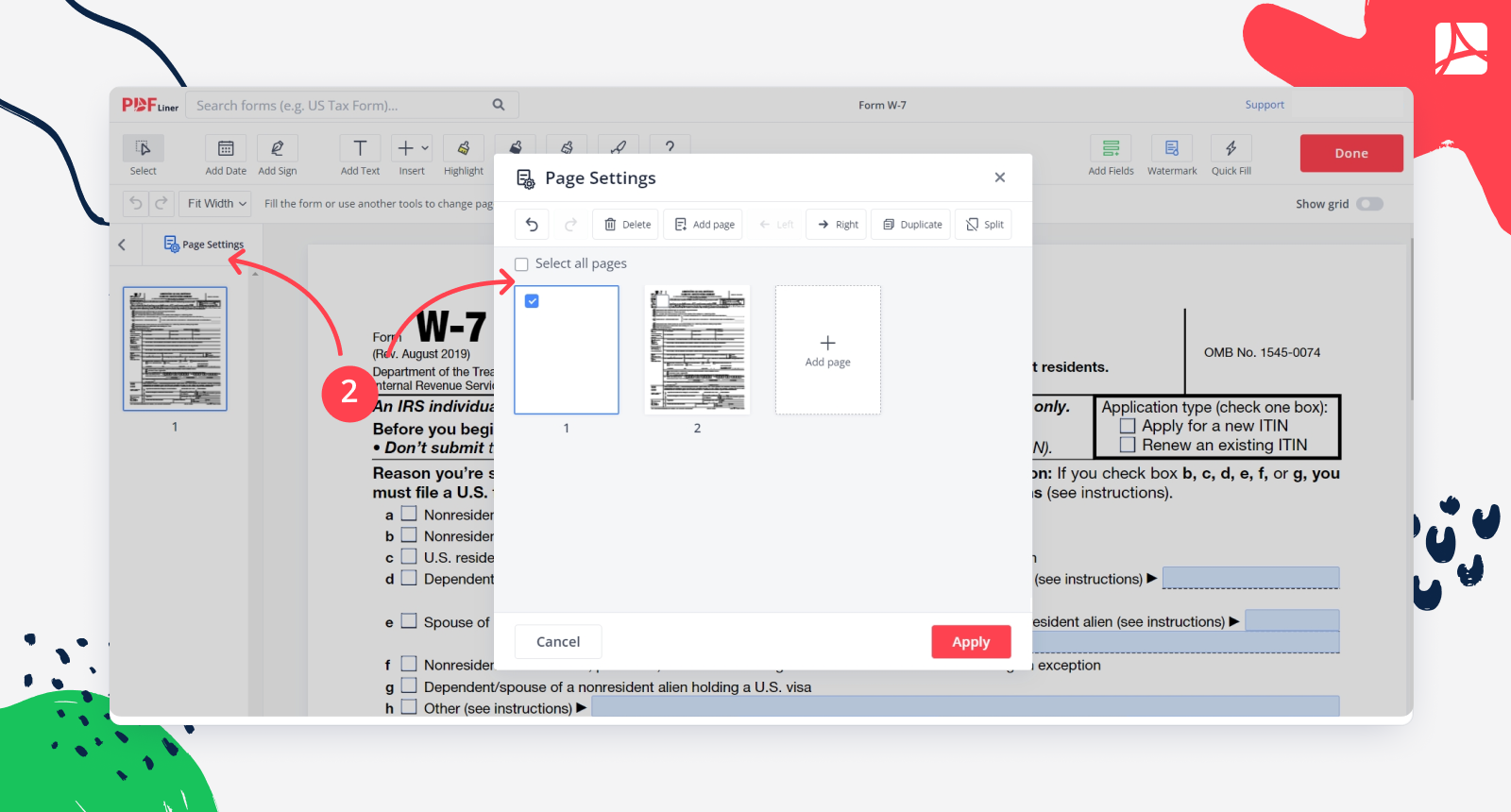 Adding a new page in PDF