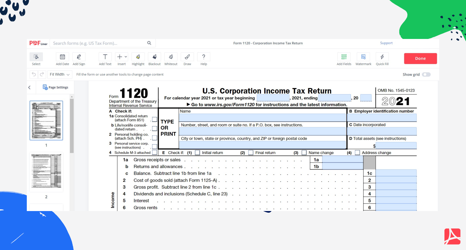 How to Fill Out Tax Form 1120