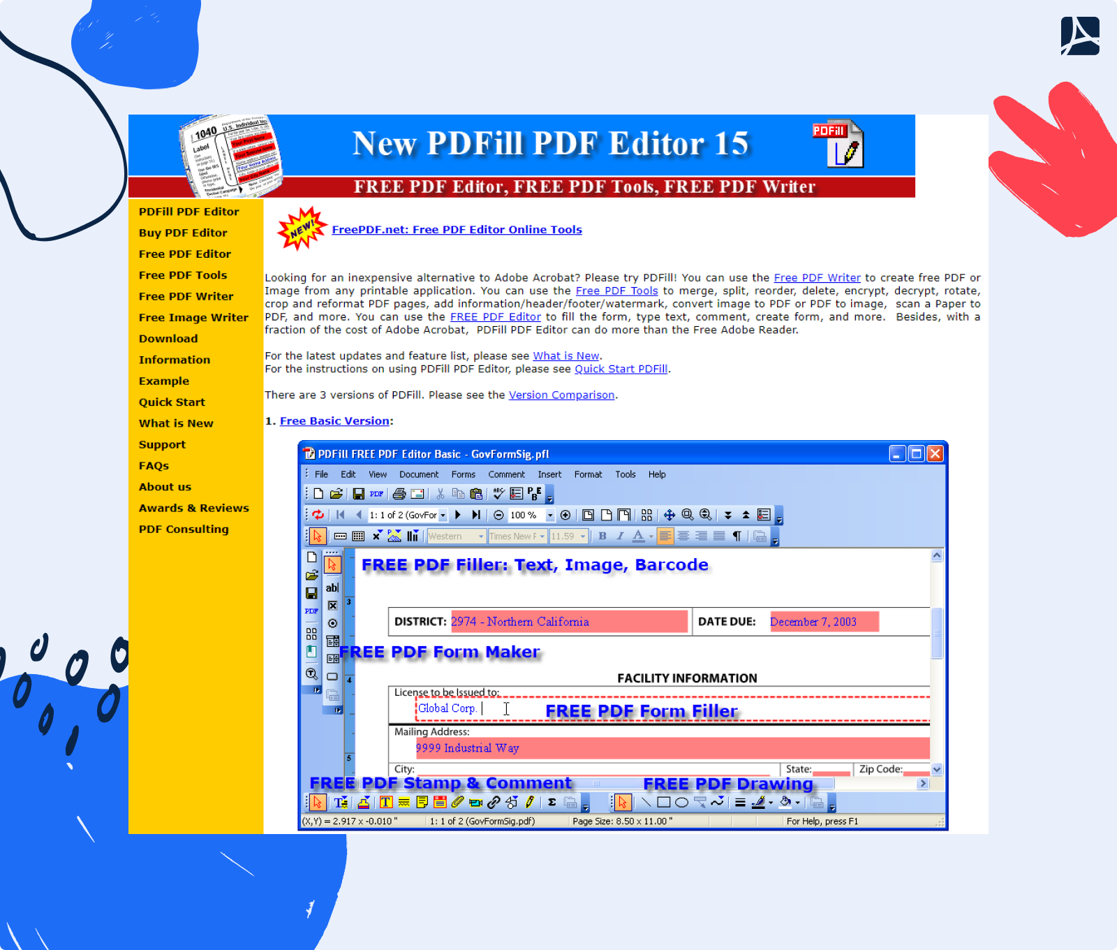 Main page of PDFill site