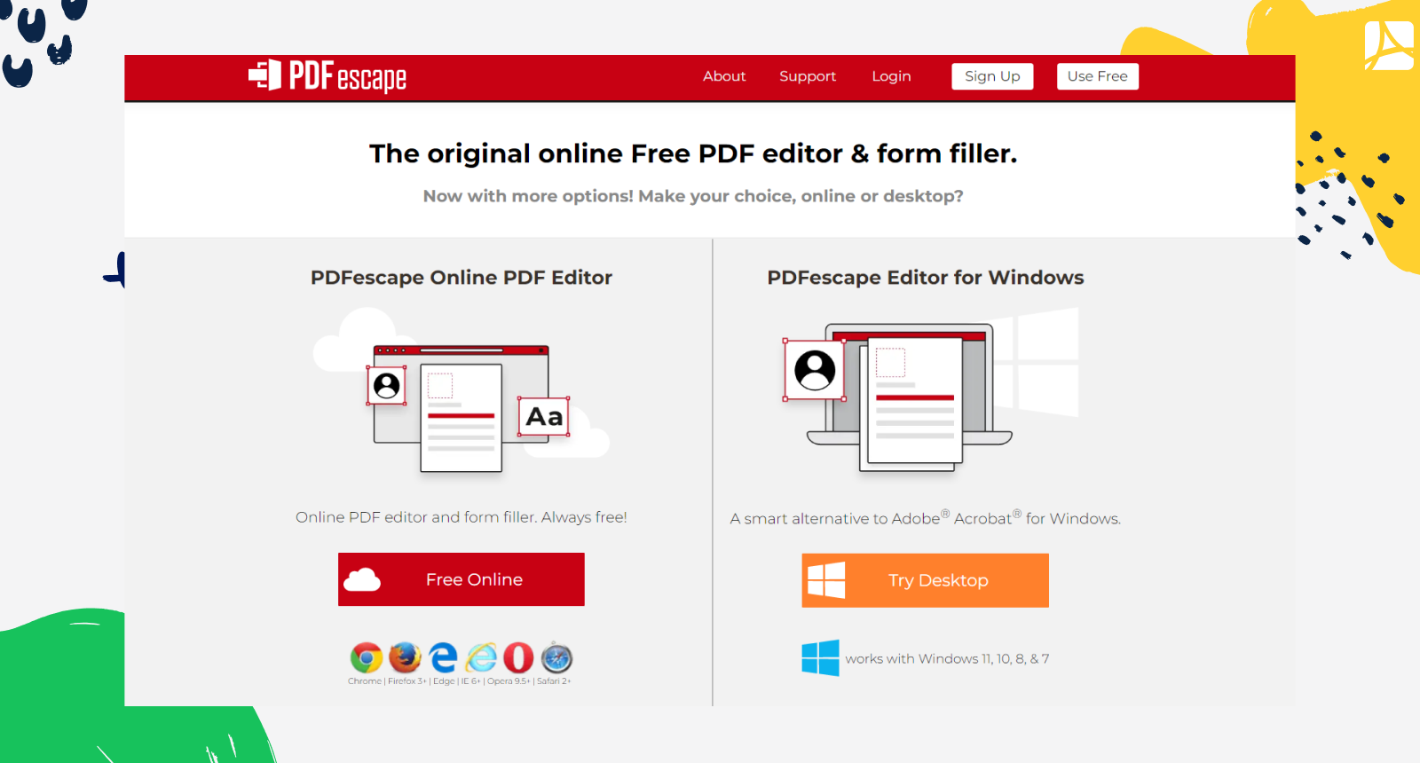 main page of PDFEscape