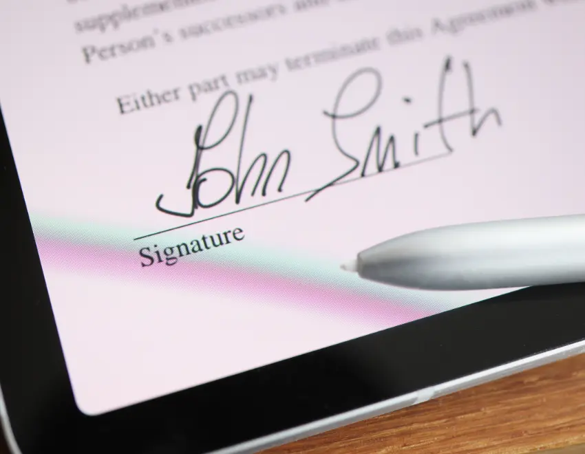 E-signature on documents