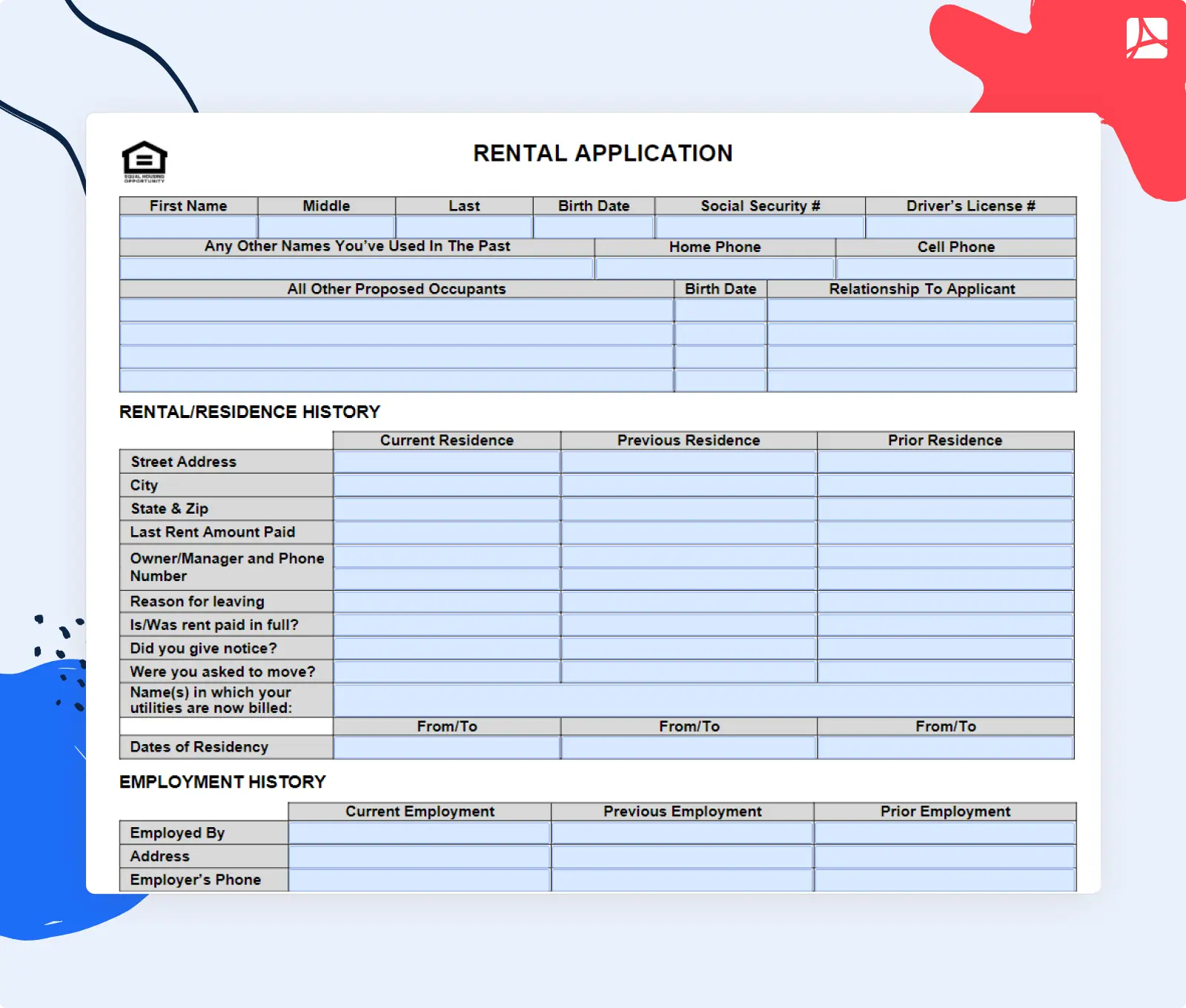 Filling Out a Standard Rental Application