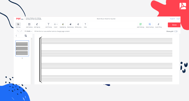 Quartet Blank Music Sheet