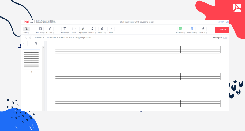 Sheet With 32 Bars