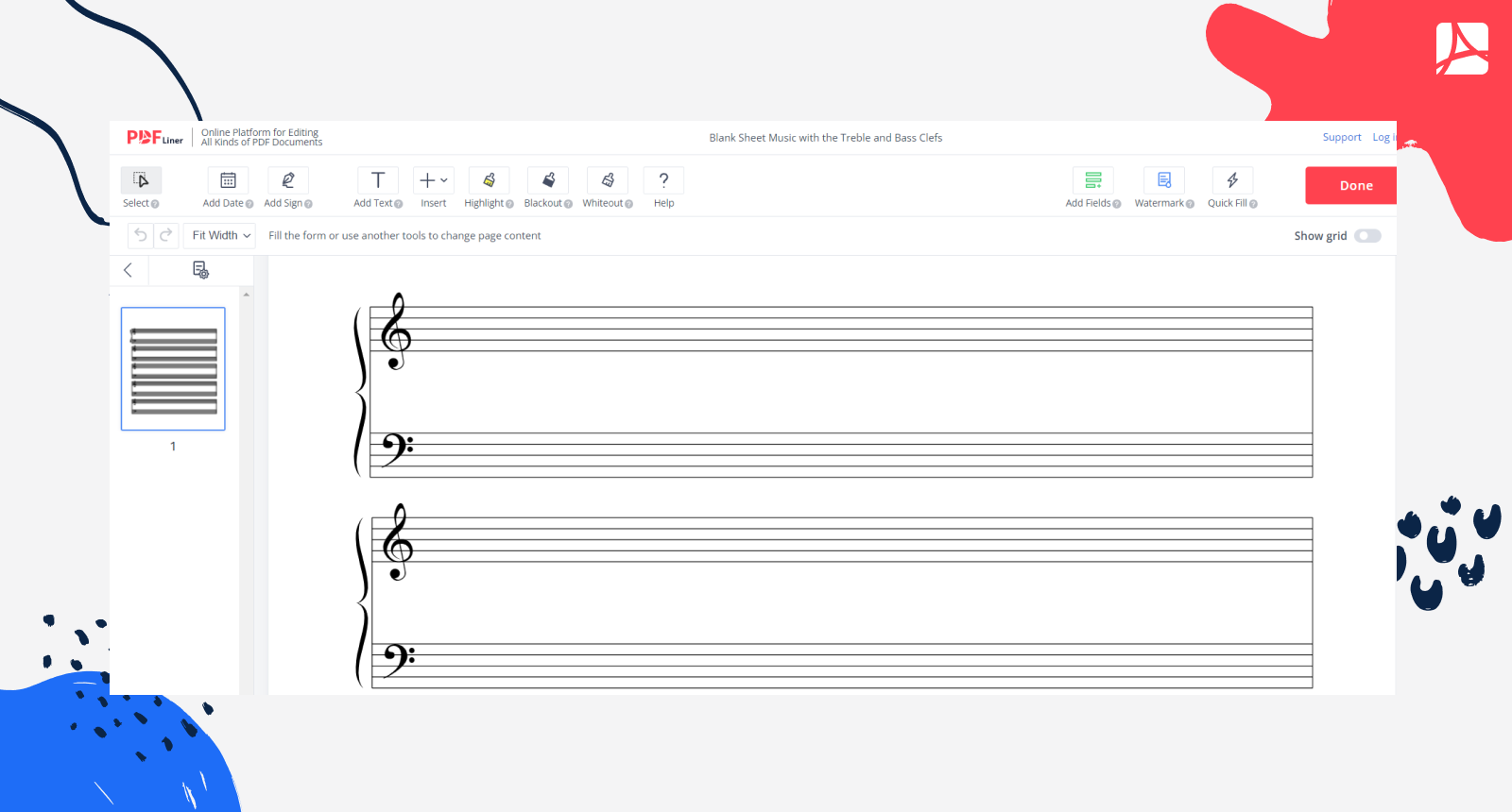 Fillable Sheet Music