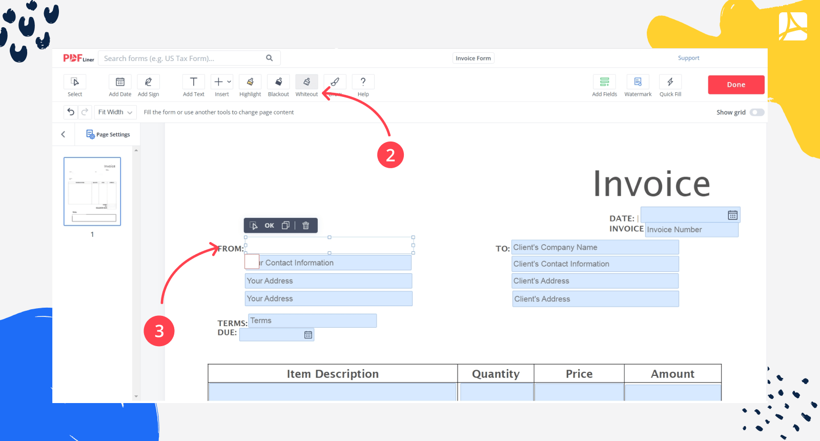 Hiding text in a PDF steps 2 and 3