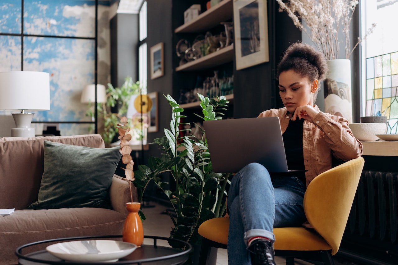 Woman working on laptop