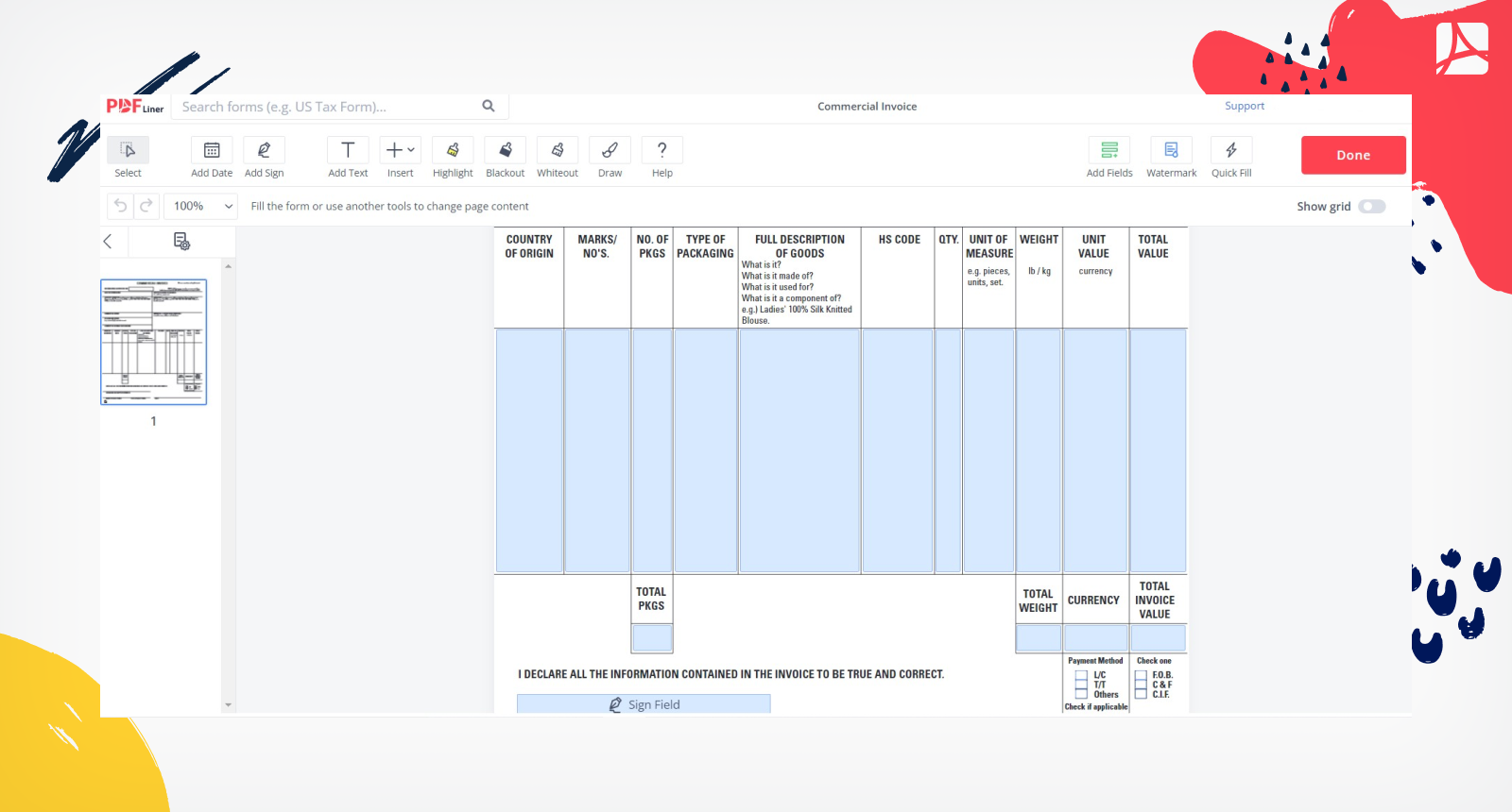 submit commercial invoice