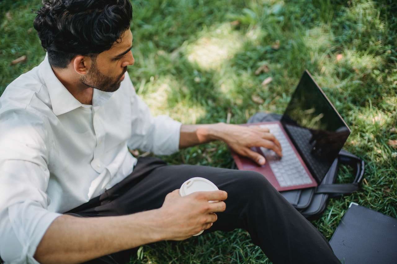 Man working on a laptop