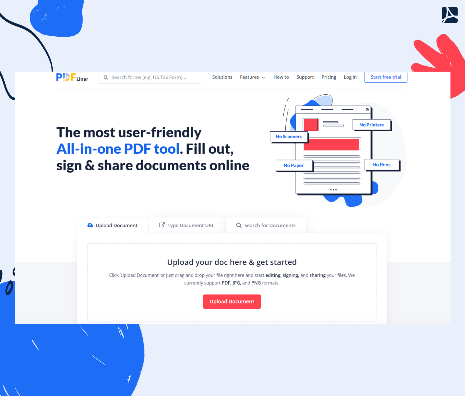 Main page of PDFLiner site
