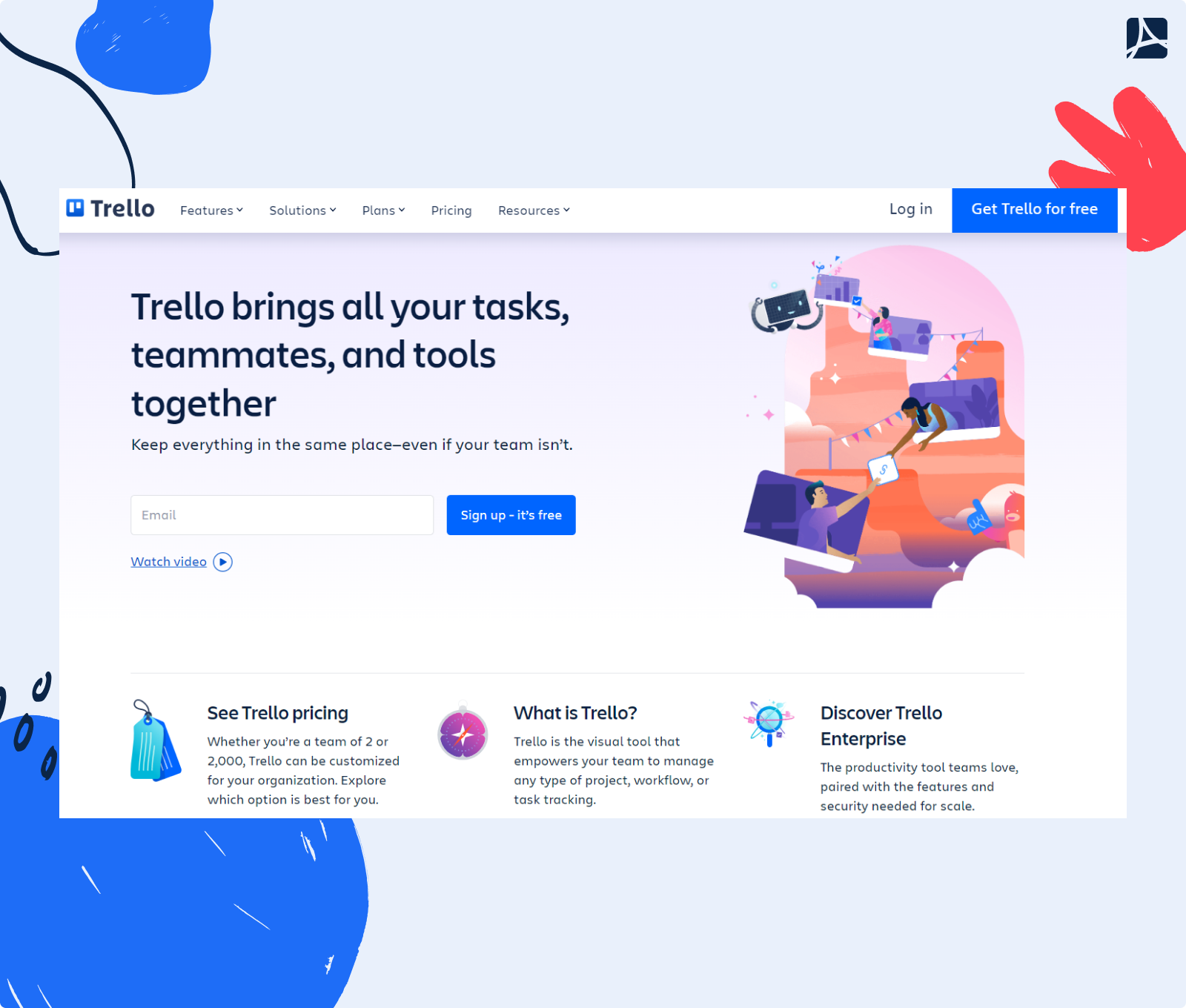 Main page of Trello
