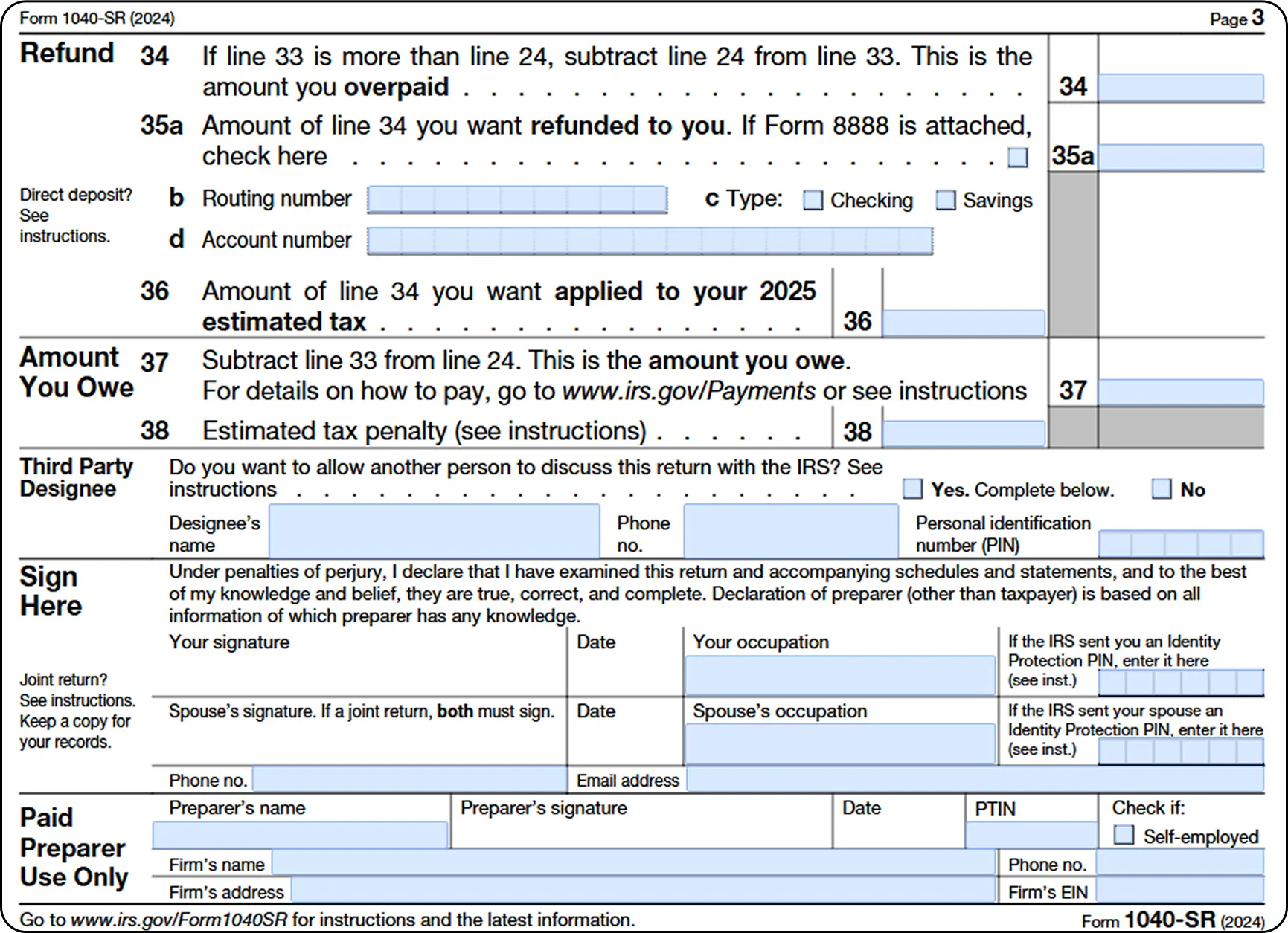 IRS Form 1040 SR